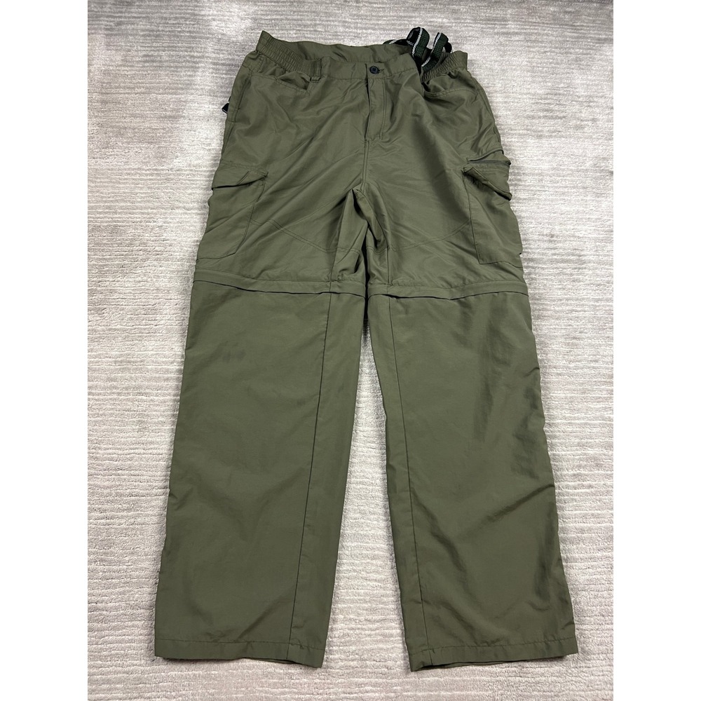 Unbranded Cargo Pants Men 42 Olive Green Convertible Hiking Utility Nylon Belted